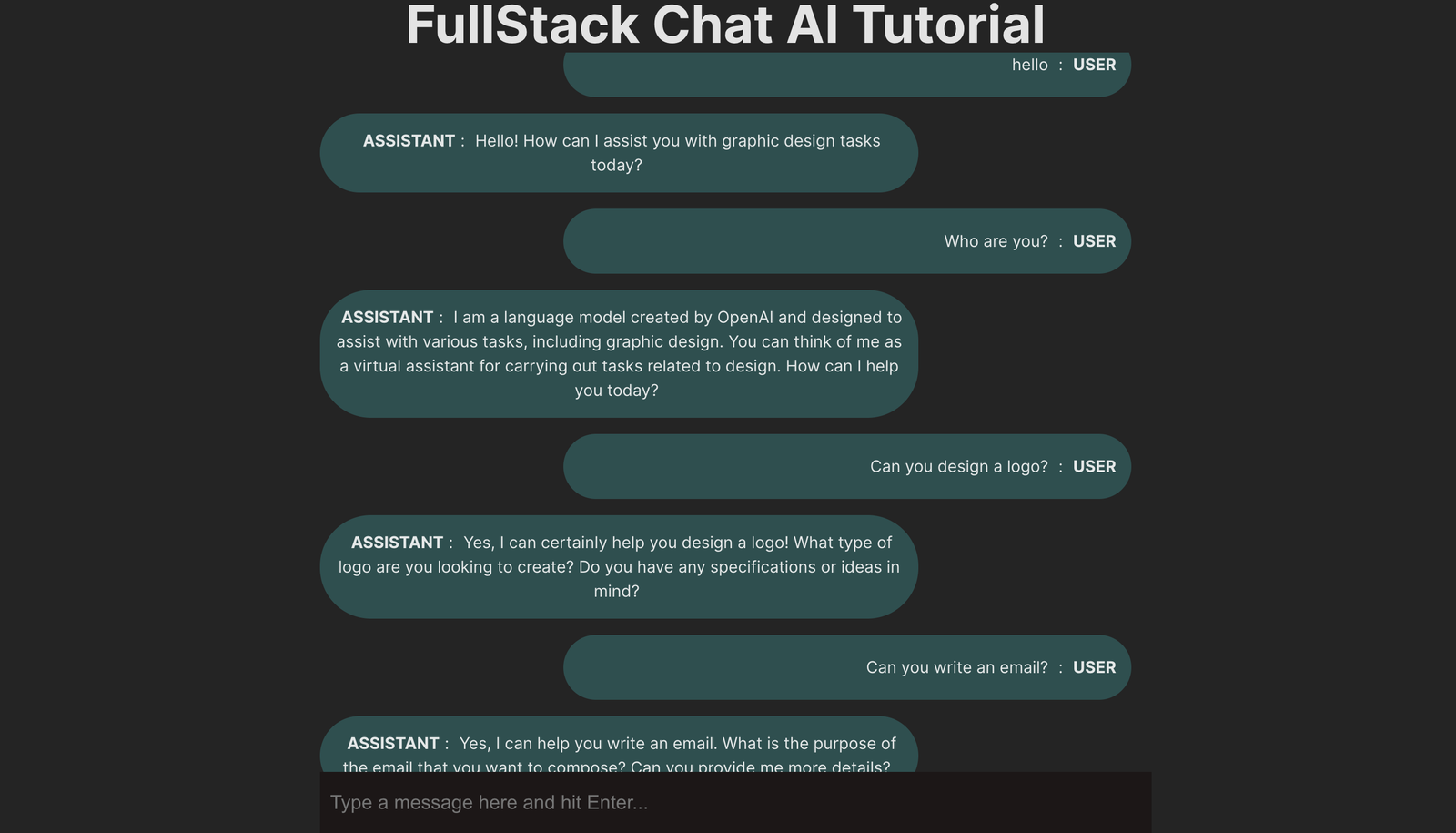 FullStack ChatBot Working As Expected with CSS